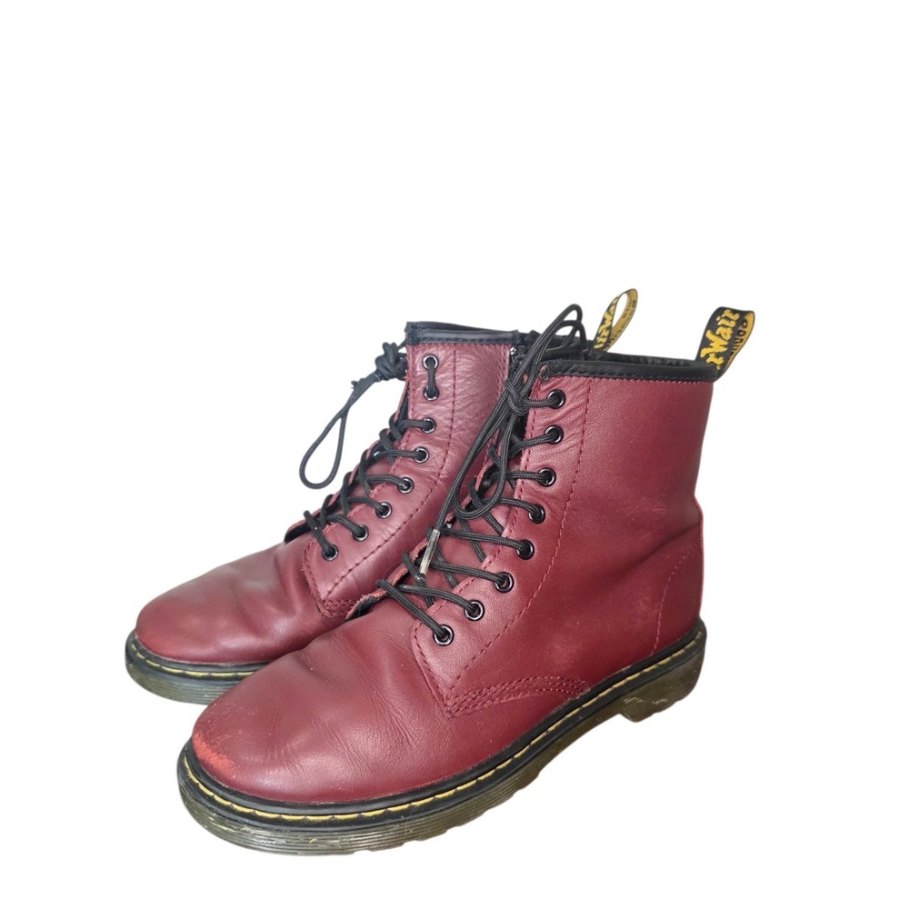 Dr Martens 1460 Womens 5 Maroon Leather Lace Up Combat Boots AirWair